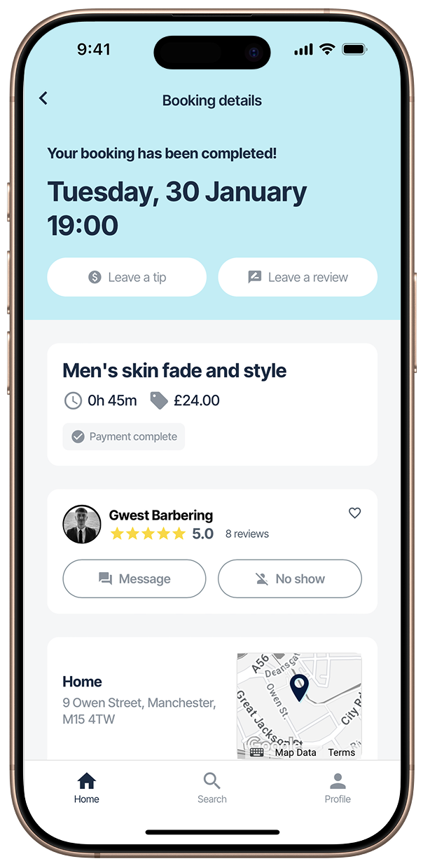 Appacut app booking details screen